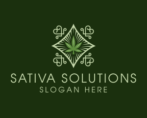 Sativa - Ornament Weed Marijuana logo design