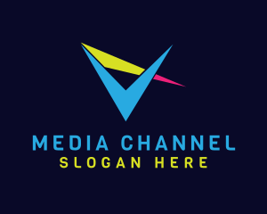 Channel - Sharp Colorful V logo design