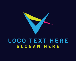 Polygonal - Sharp Colorful V logo design