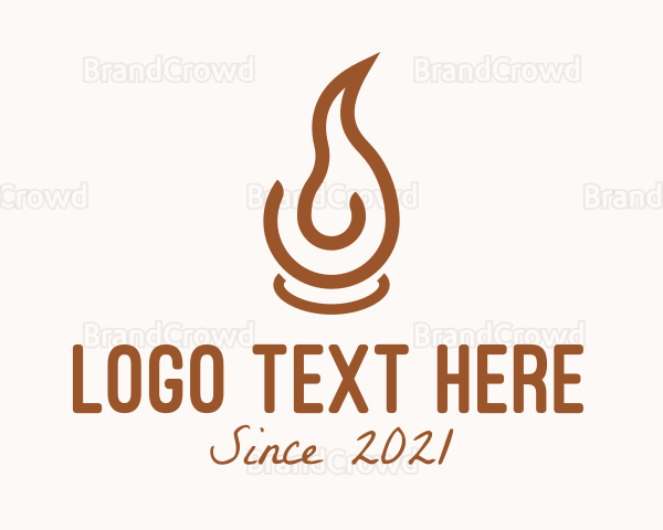 Brown Candle Flame Logo