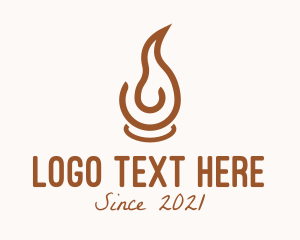 Spa - Brown Candle Flame logo design