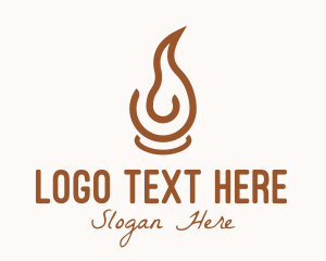 Brown Candle Flame Logo