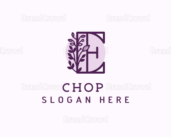 Purple Floral Letter E Logo