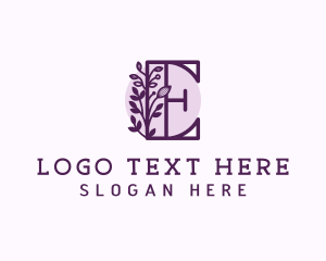 Botanical - Purple Floral Letter E logo design