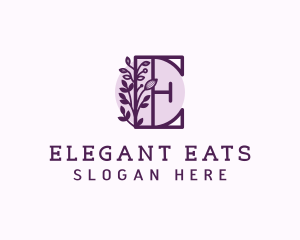 Purple Floral Letter E logo design