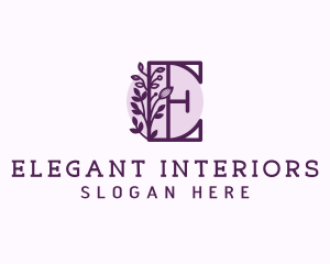 Purple Floral Letter E logo design