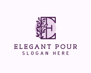 Purple Floral Letter E logo design