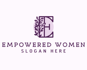 Purple Floral Letter E logo design