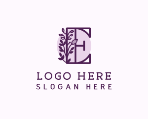Luxe - Purple Floral Letter E logo design