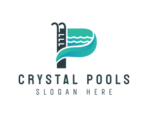 Pool - Swimming Pool Ladder Letter P logo design