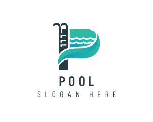 Swimming Pool Ladder Letter P logo design