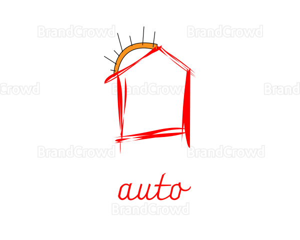 Sun House Kids Drawing Logo