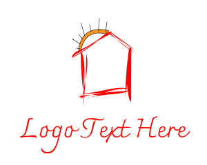 Scribble - Sun House Kids Drawing logo design