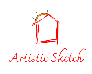 Drawing - Sun House Kids Drawing logo design
