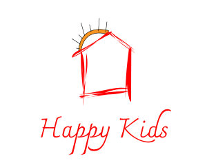 Sun House Kids Drawing logo design