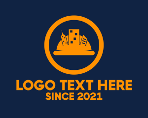 Orange - City Construction Hat logo design