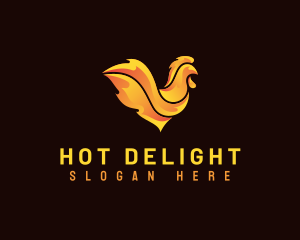 Flaming Chicken Roast logo design