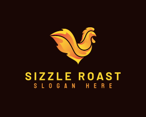 Roast - Flaming Chicken Roast logo design