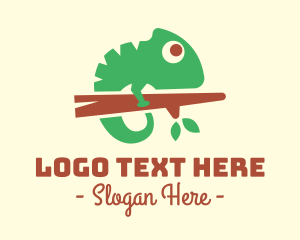 Lizard - Cute Chameleon Branch logo design