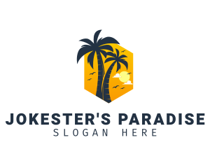 Palm Tree Paradise Island logo design