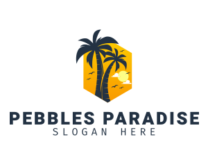 Palm Tree Paradise Island logo design