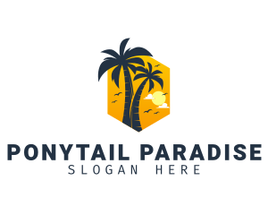 Palm Tree Paradise Island logo design