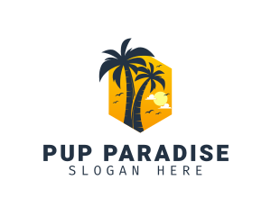 Palm Tree Paradise Island logo design