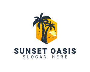 Palm Tree Paradise Island logo design