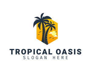 Paradise - Palm Tree Paradise Island logo design