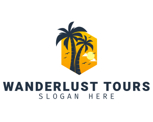 Palm Tree Paradise Island logo design