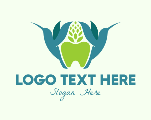 Vegan - Green Apple Hummingbird logo design
