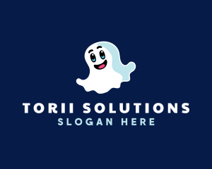 Cute Ghost Halloween logo design