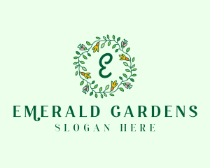 Spring Vine Wreath Garland logo design