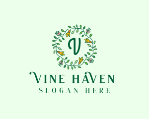 Spring Vine Wreath Garland logo design