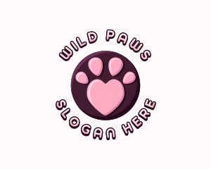 Pet Paw Heart logo design