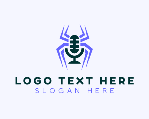 Mic - Spider Entertainment Podcaster logo design
