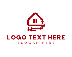 House - Pipe Wrench House Plumbing logo design