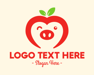 Red Apple - Happy Fruit Pig logo design