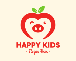 Happy Fruit Pig logo design