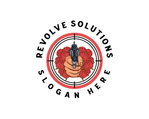 Revolver Gun Firearm logo design