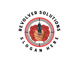 Revolver Gun Firearm logo design