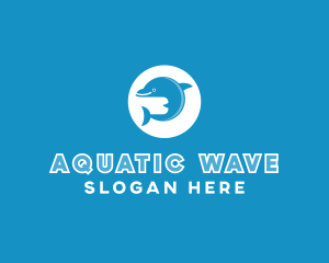 Swimmer - Blue Ocean Dolphin logo design