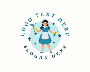 Lady - Housekeeper Cleaning Lady logo design