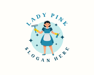 Housekeeper Cleaning Lady logo design