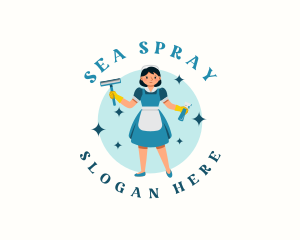 Housekeeper Cleaning Lady logo design