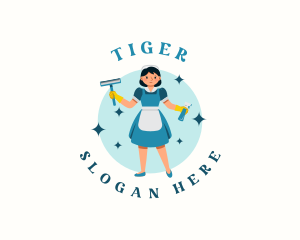Chore - Housekeeper Cleaning Lady logo design