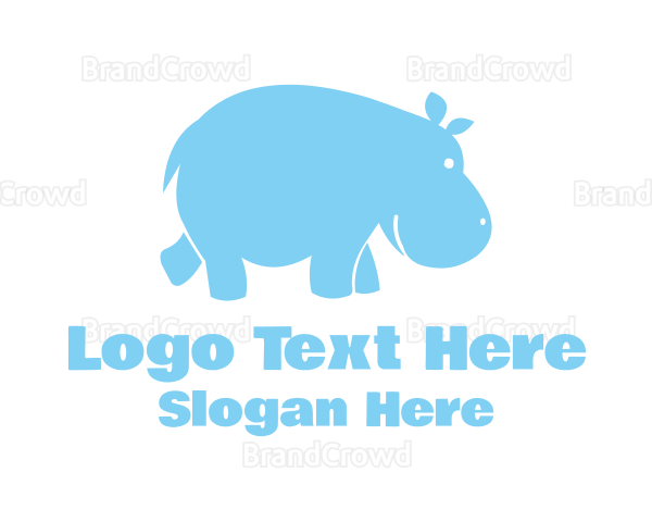 Blue Hippo Animal Logo