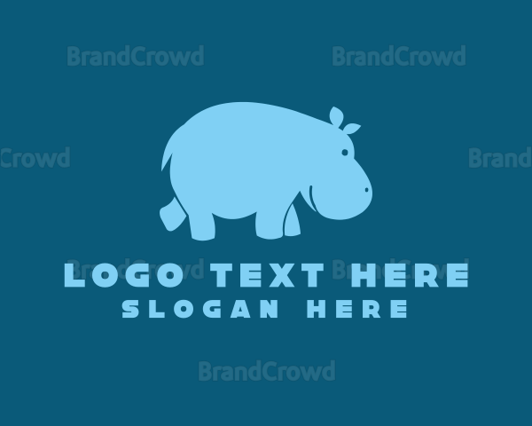 Blue Hippo Animal Logo