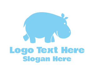 Hippo - Blue Hippo Animal logo design
