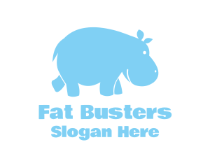Fat - Blue Hippo Animal logo design